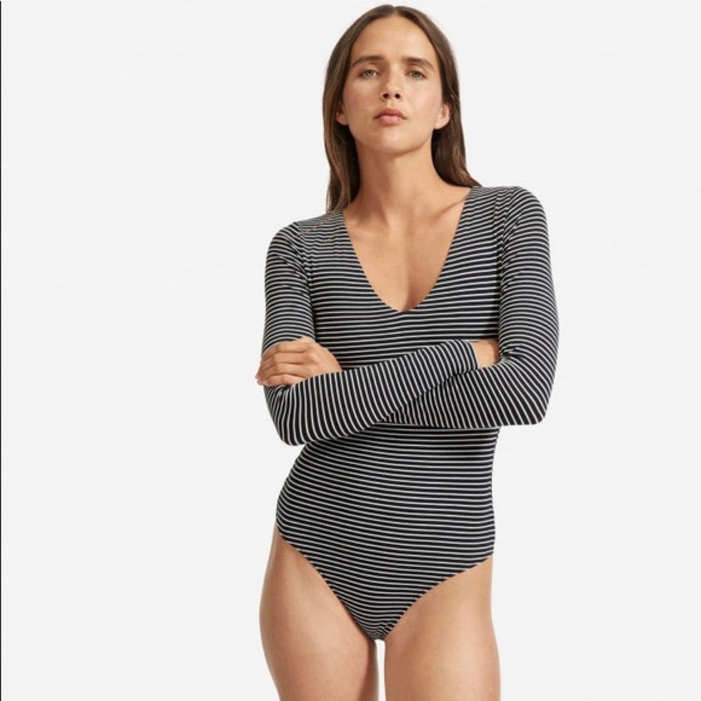 Everlane Long-Sleeve V-Neck Bodysuit